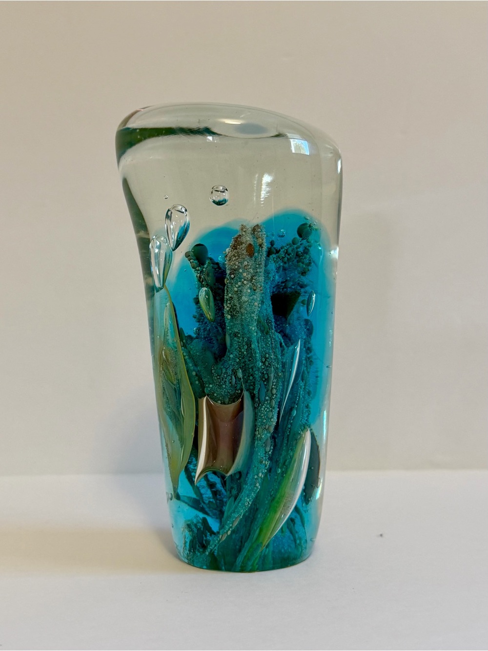 Rare 1976 Paul Seide Milropa Studios Signed Blue Studio Glass Paperweight
